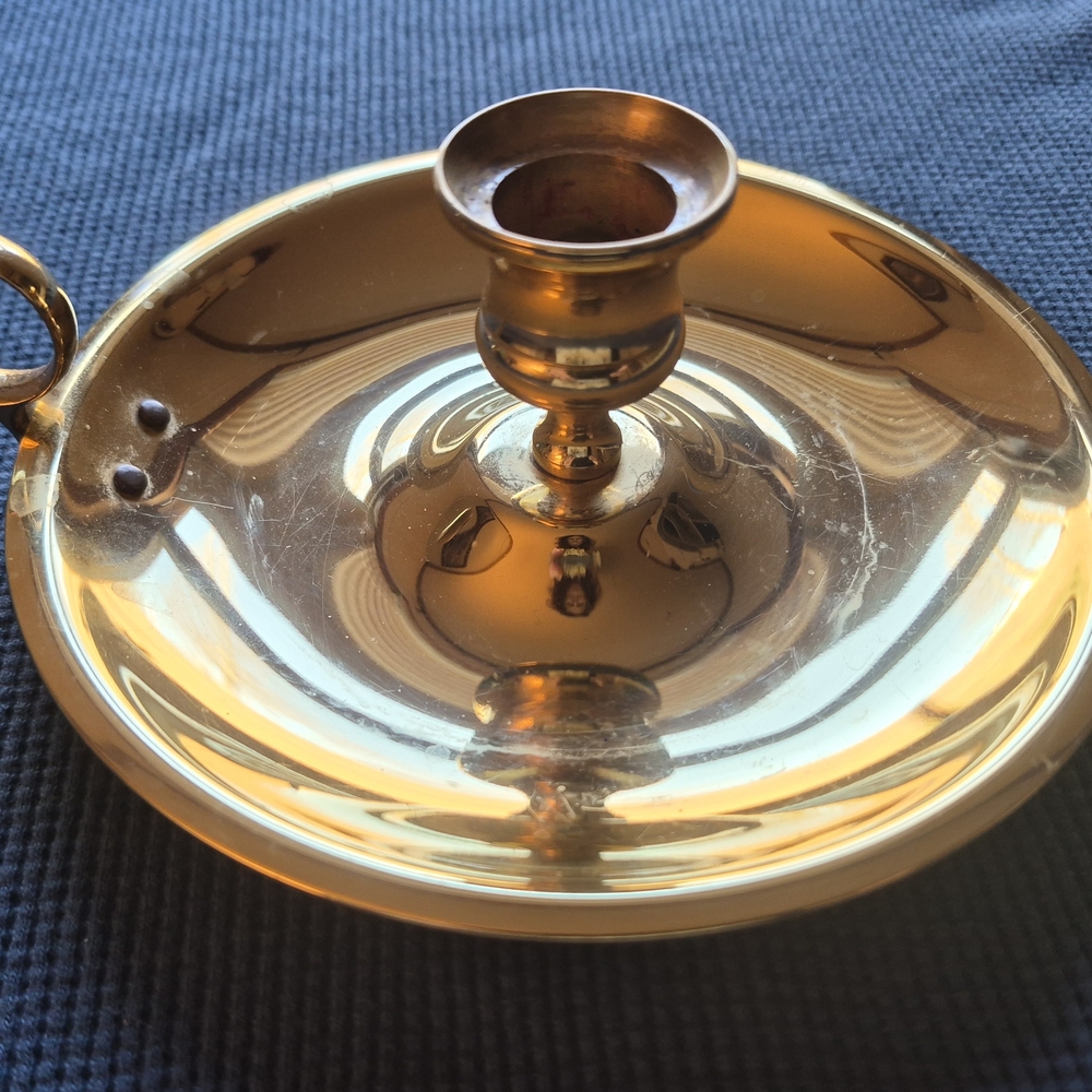 Baldwin Gold Polished Brass Chamberstick Candle Holder